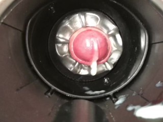 Two ruined cumshots with Fleshlight Launch and Quickshot